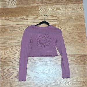 Topshop Mauve Sunburst Crop Sweatshirt